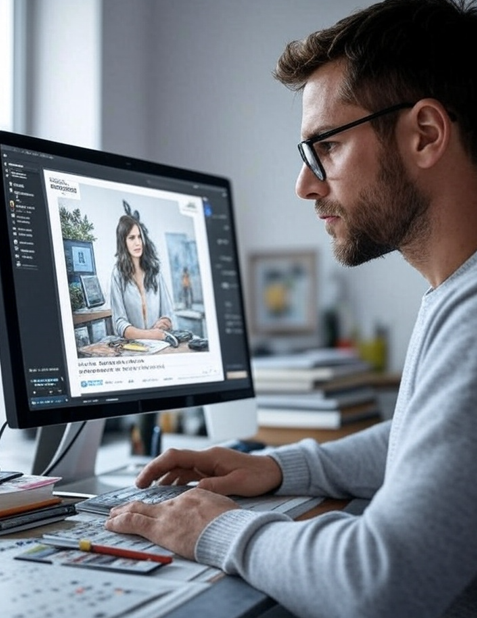 Entrepreneur using a digital business card on a phone